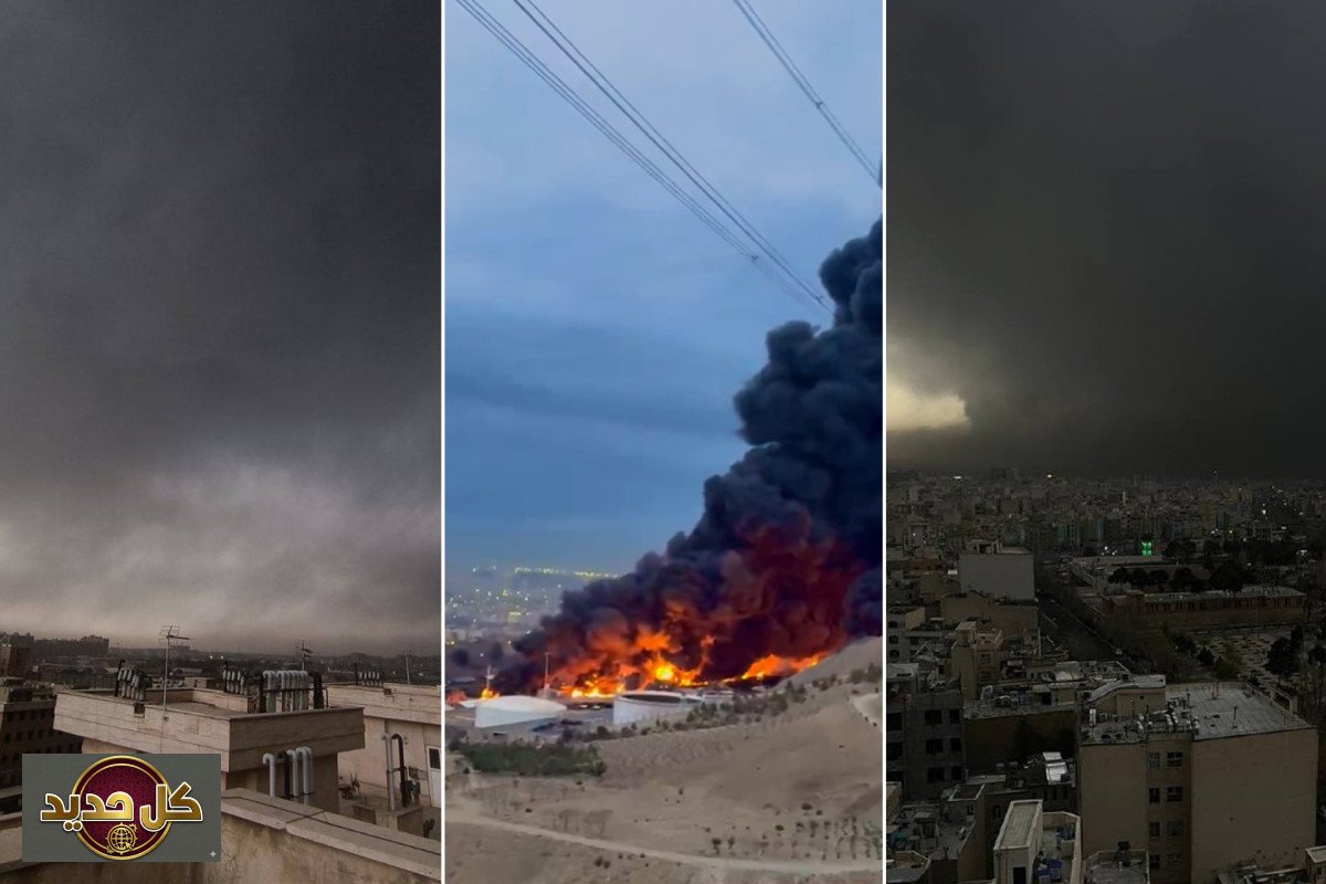 تلوث طهران النفطي: سماء سوداء وأمطار زيتية تخيم على العاصمة بعد القصف